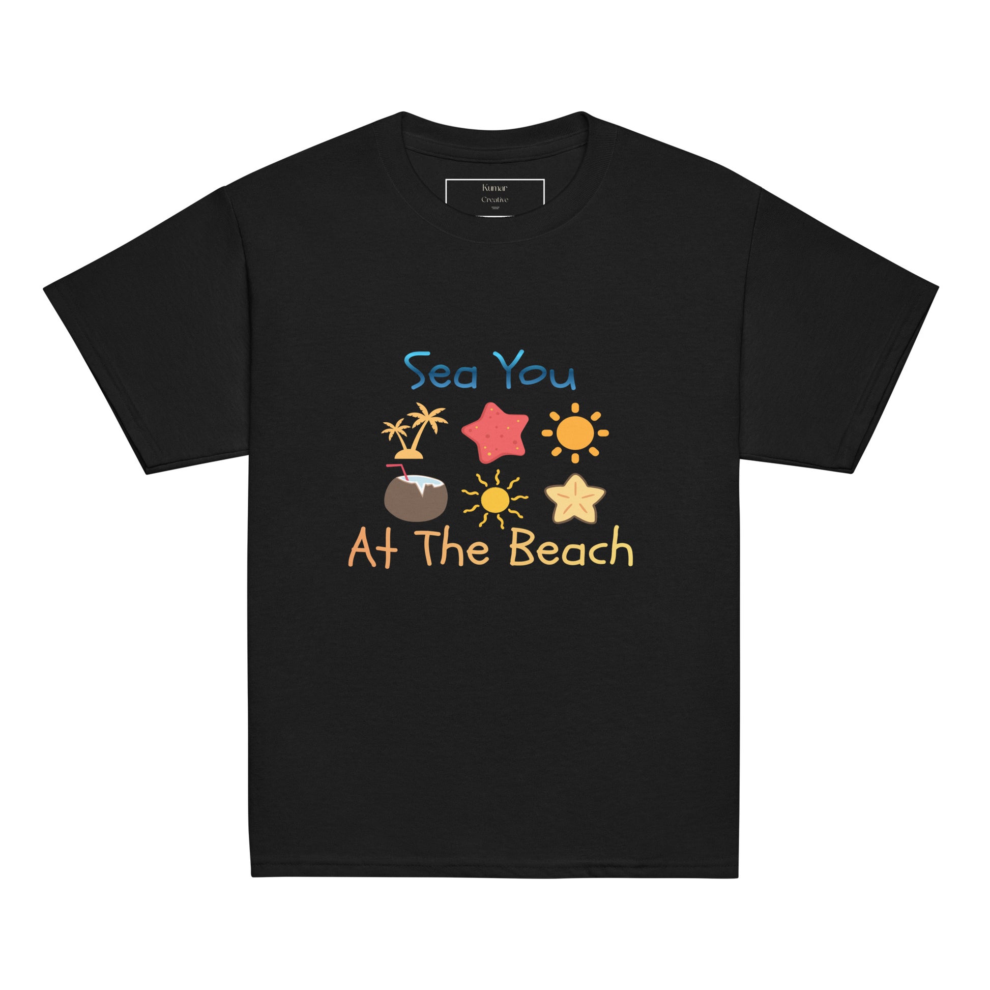 Kids Sea You At The Beach Black T-Shirt