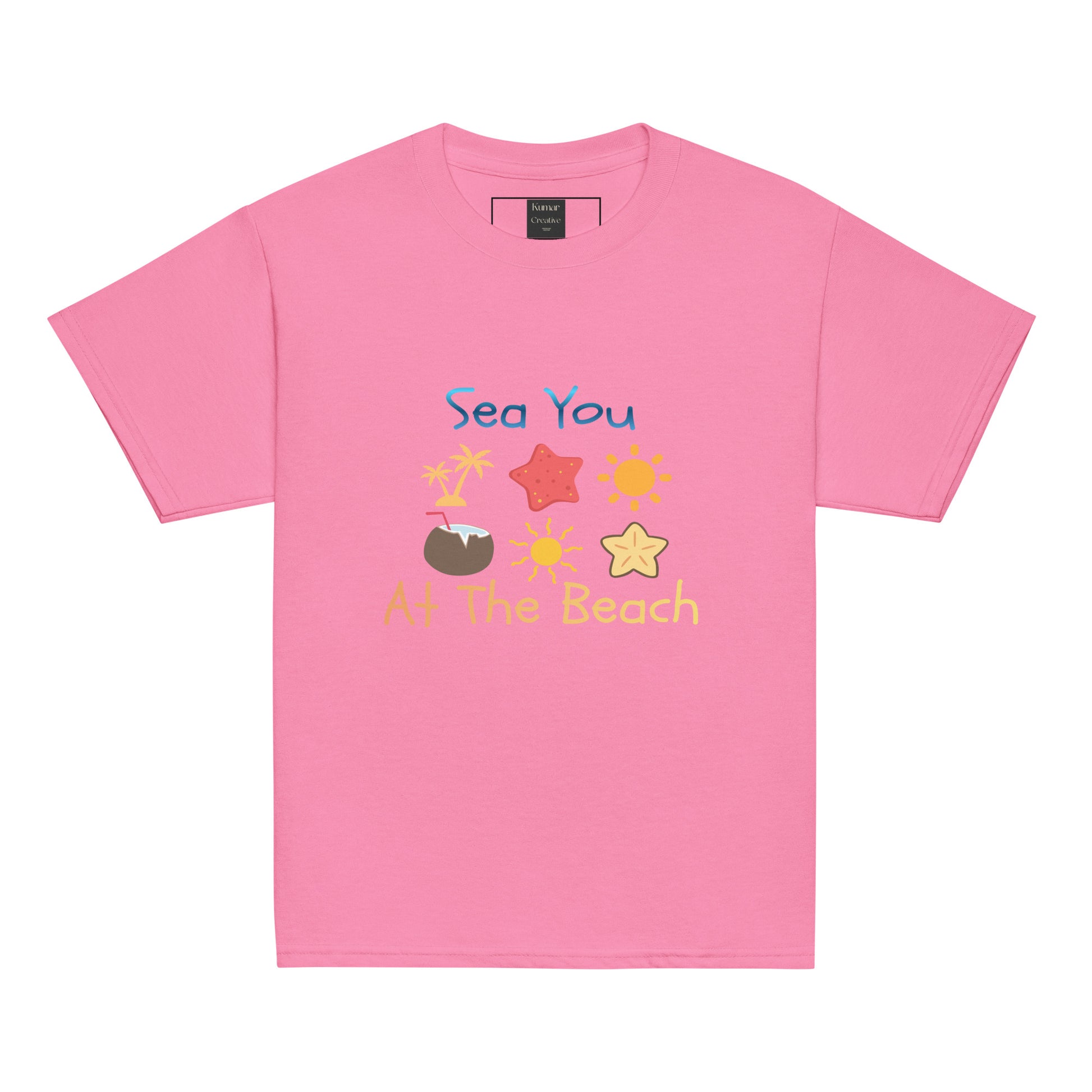 Kids Pink Sea You At The Beach Tee